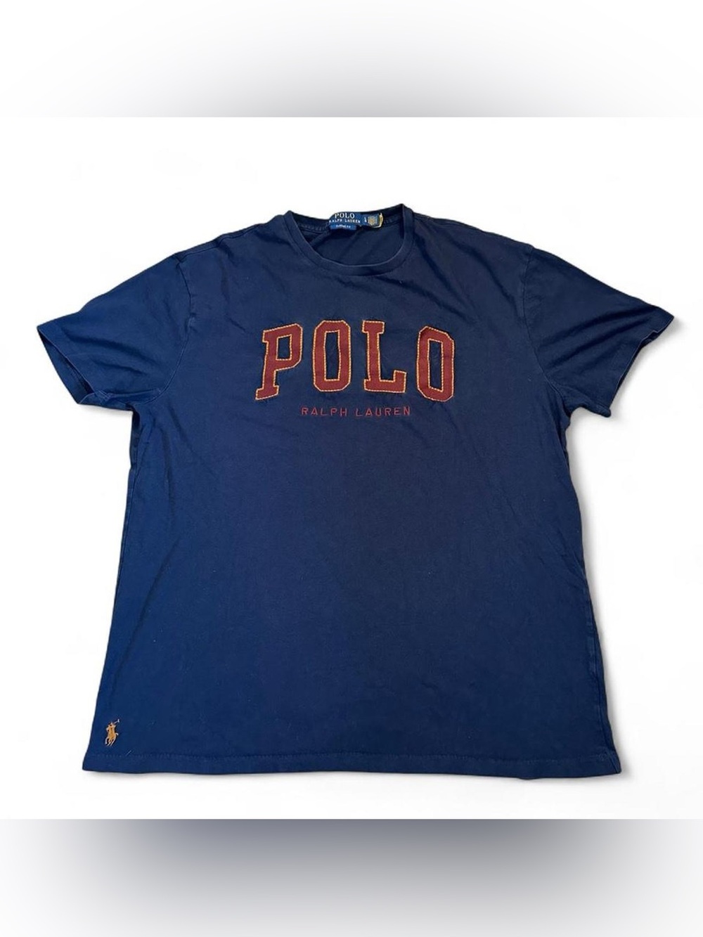 Polo Ralph Lauren Men’s Navy Blue Spell Out Logo Classic Fit T-Shirt Size L